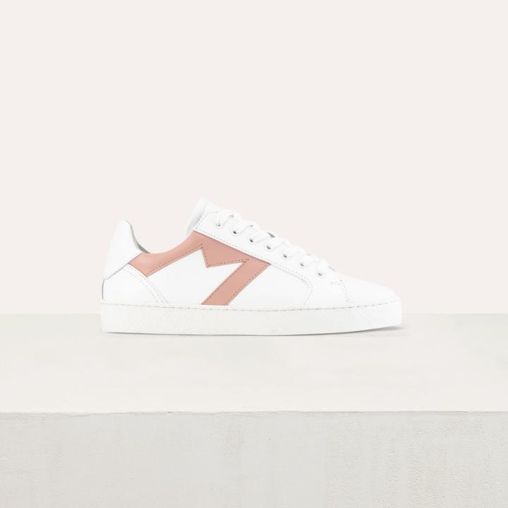 Maje Leather Sneakers With Contrast M Cutout