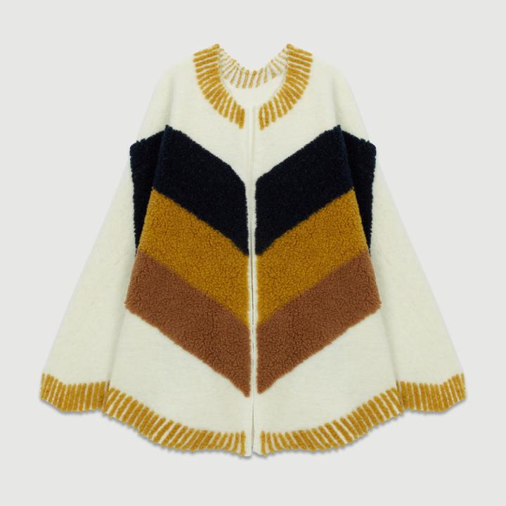 Maje Poncho With Sheepskin