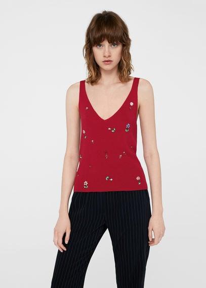 Mango Mango Bead Embroidered Top