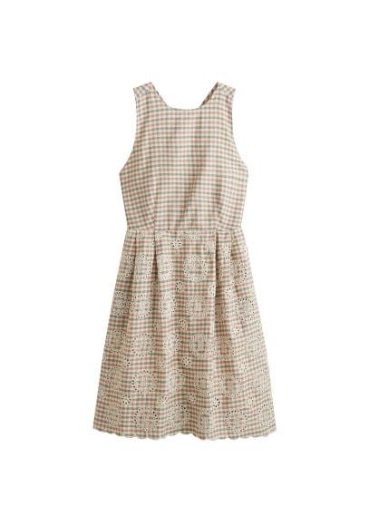 Mango Mango Embroidered Checked Dress