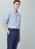 Mango Man Mango Man Slim-fit Houndstooth Linen Shirt