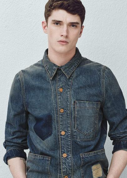 Mango Man Mango Man Patch Dark Denim Jacket