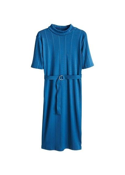 Mango Mango Belt Ribbed Dress
