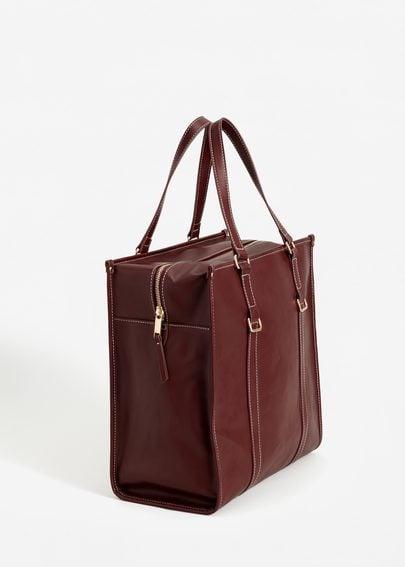 Mango Mango Contrast Seam Shopper Bag