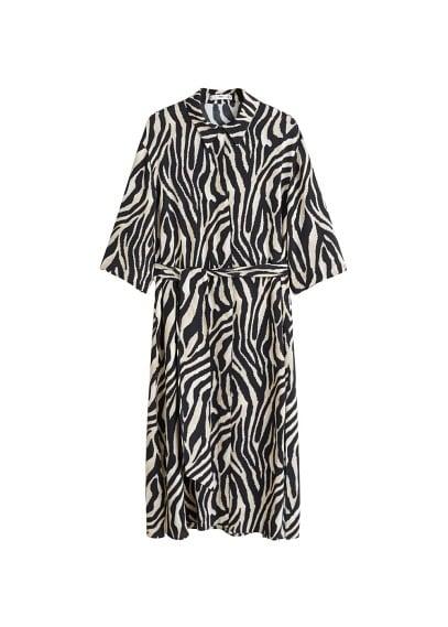 Mango Mango Animal Print Shirt Dress