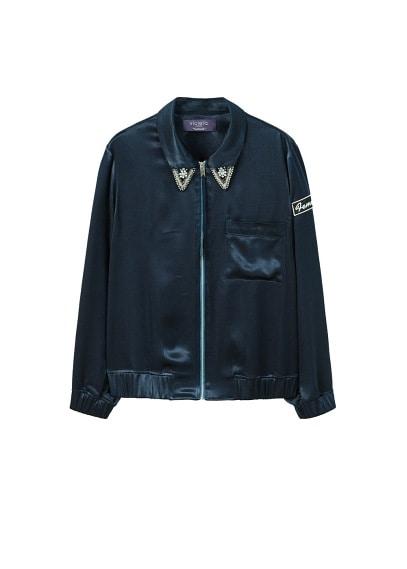 Violeta By Mango Violeta By Mango Appliqus Satin Bomber Jacket