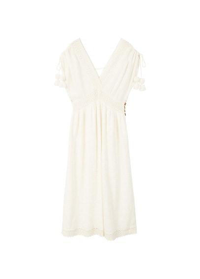 Mango Mango Pompons Detailed Cotton Dress