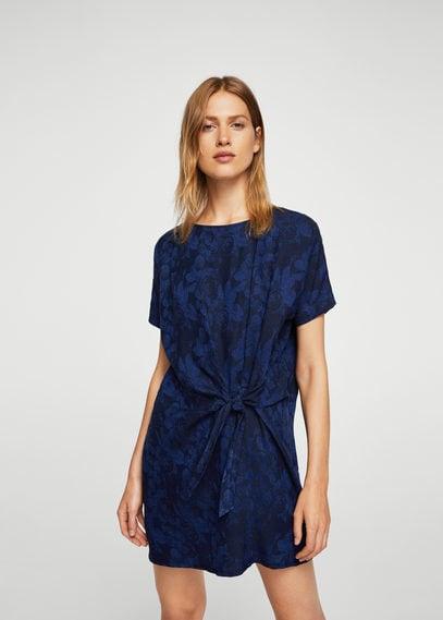 Mango Mango Bow Jacquard Dress