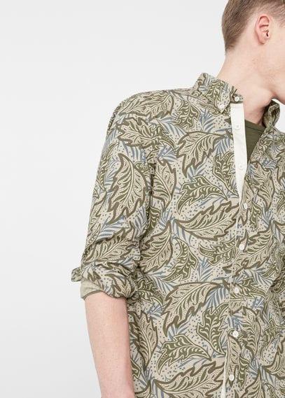 Mango Man Mango Man Slim-fit Leaf-print Shirt
