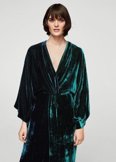 Mango Mango Wrap Neckline Velvet Dress