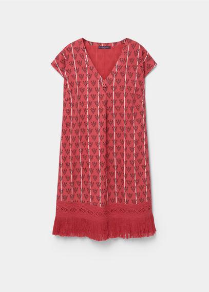Violeta By Mango Violeta By Mango Fringed Cotton Dress