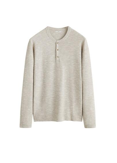 Mango Man Mango Man Flecked Cotton Linen-blend Sweater