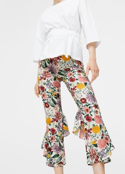 Mango Mango Ruffles Floral Trousers
