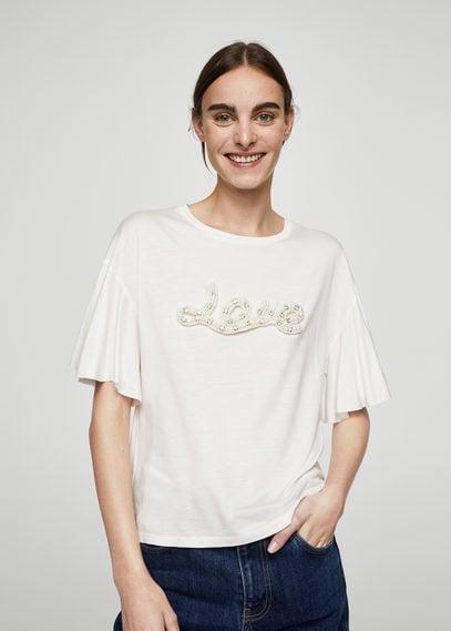 Mango Mango Pearls Message T-shirt