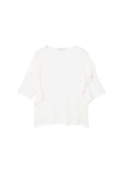 Mango Mango Ruffled Ribbed T-shirt