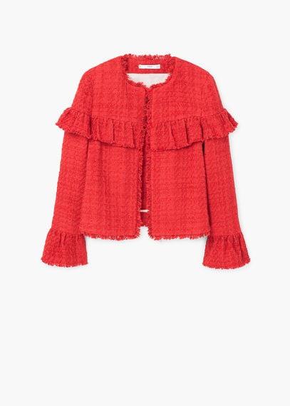 Mango Mango Ruffle Tweed Jacket