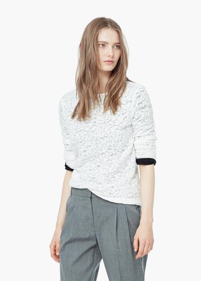 Mango Mango Textured Cotton T Shirt
