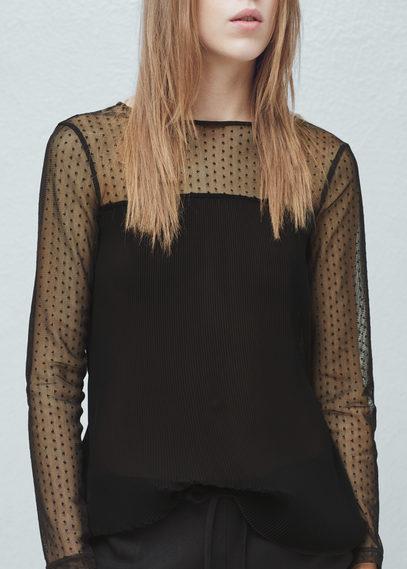 Mango Mango Plumeti Panel Blouse