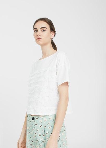 Mango Mango Fringe Cotton T Shirt