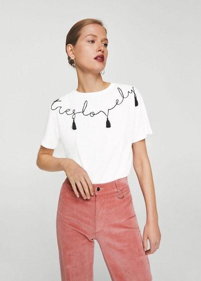 Mango Mango Embroidered Tassels T-shirt