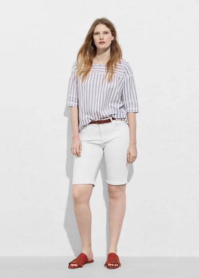 Violeta By Mango Violeta By Mango White Denim Bermuda