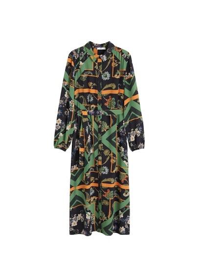 Mango Mango Scarf-print Shirt Dress