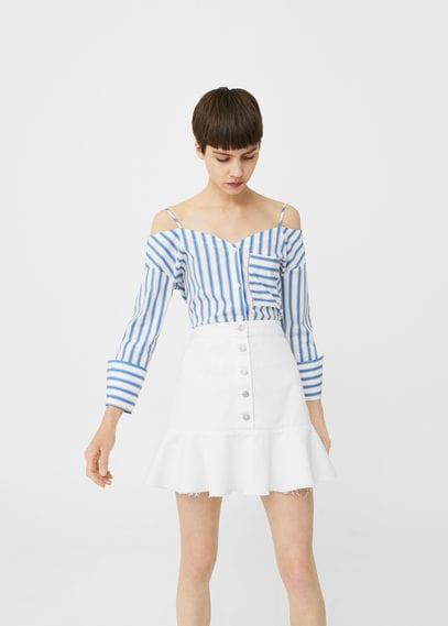 Mango Mango Ruffle Denim Skirt