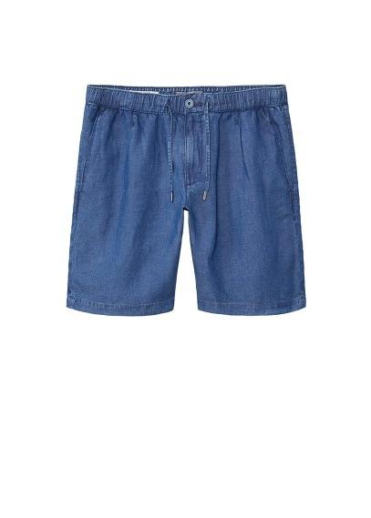 Mango Man Mango Man Elastic Waist Linen Bermuda Shorts