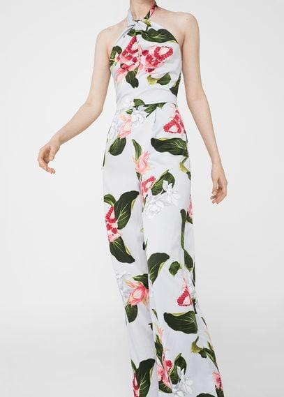 Mango Mango Floral Halter Jumpsuit