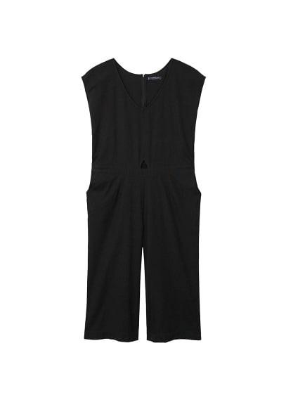 Violeta By Mango Violeta By Mango Cut-out Detail Linen-blend Jumpsuit