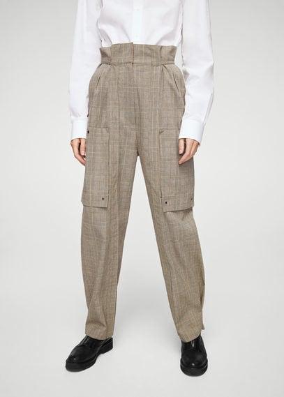 Mango Mango Check Cargo Trousers