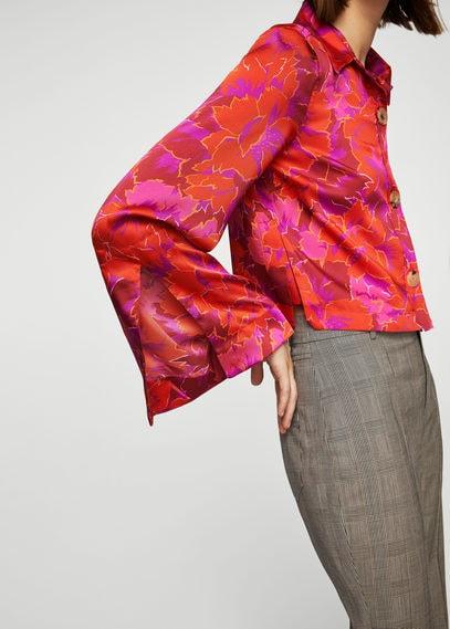 Mango Mango Flowered Printed Crop Shirt