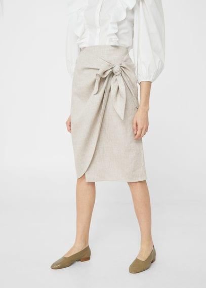 Mango Mango Knot Linen Skirt