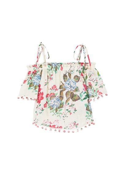 Mango Mango Printed Off-shoulder T-shirt