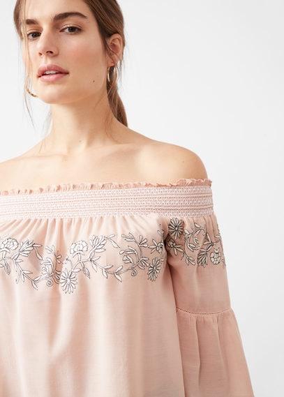 Violeta By Mango Violeta By Mango Embroidered Off-shoulder Blouse