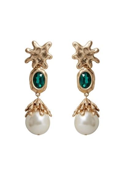Violeta By Mango Violeta By Mango Pearl Detail Metallic Earrings