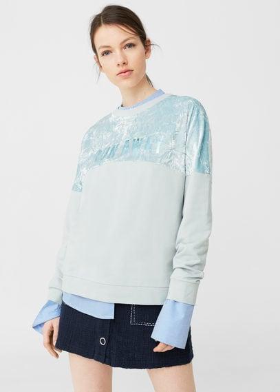 Mango Mango Velvet Panel Sweatshirt