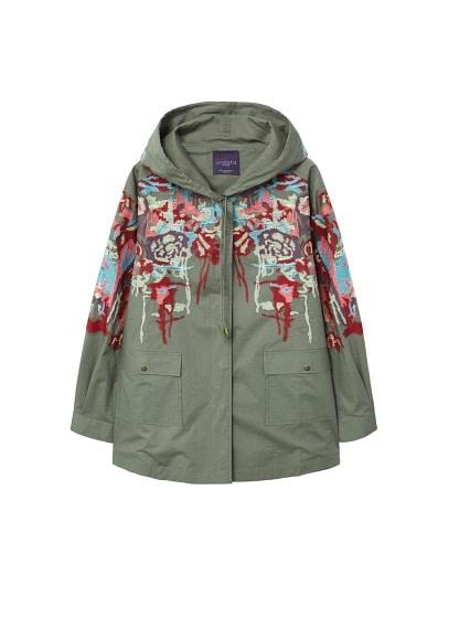 Violeta By Mango Violeta By Mango Embroidered Cotton Parka