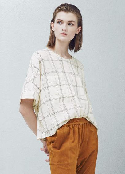 Mango Mango Check Cotton Blouse