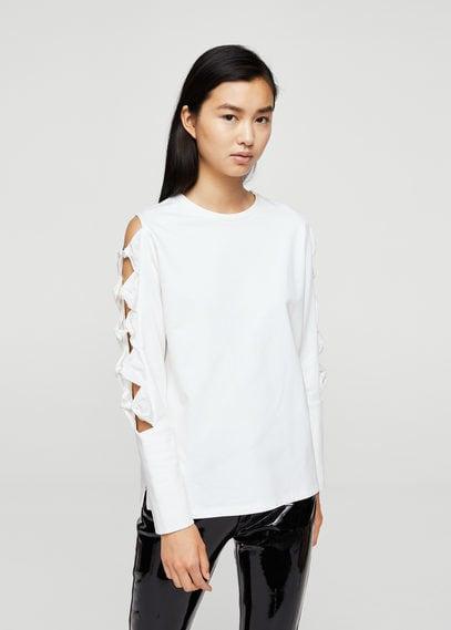 Mango Mango Ribbons Cold-shoulder Sweatshirt
