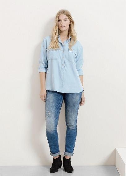 Violeta By Mango Violeta By Mango Bleached Wash Denim Shirt