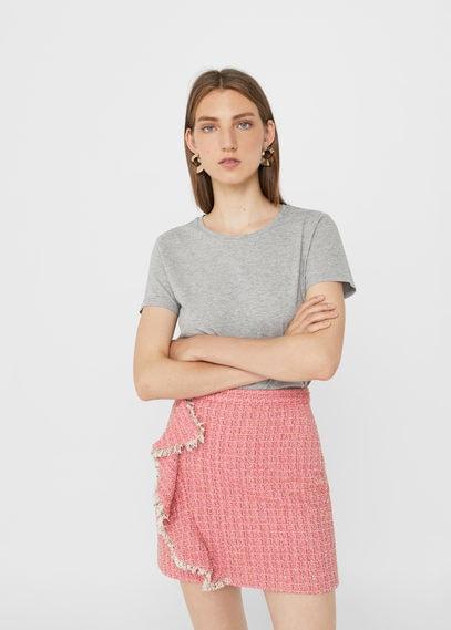 Mango Mango Ruffle Tweed Skirt