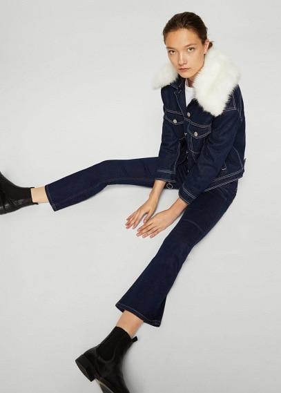 Mango Mango Faux Fur Neck Denim Jacket
