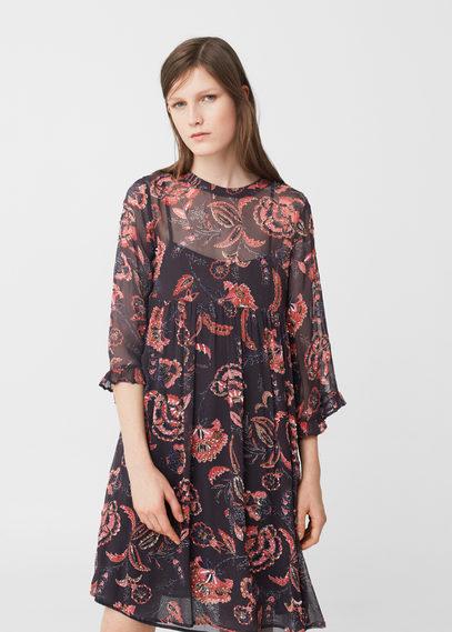 Mango Mango Printed Beaded Dress