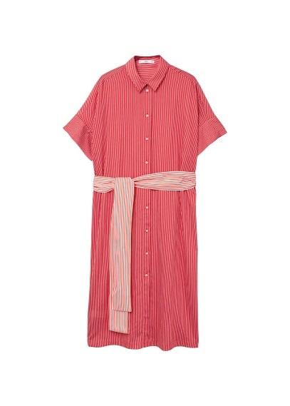 Mango Mango Bow Fine-stripe Dress