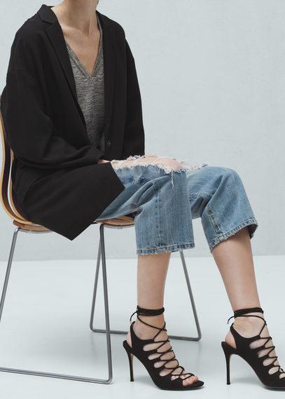 Mango Mango Slingback Lace-up Sandals