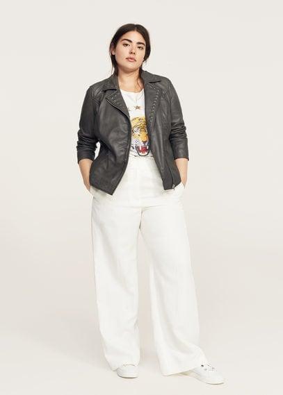 Violeta By Mango Violeta By Mango Studded Leather Biker Jacket