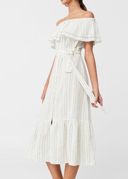 Mango Mango Printed Off-shoulder Dress