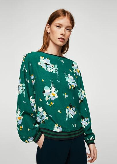 Mango Mango Trim Floral Blouse