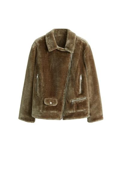 Violeta By Mango Violeta By Mango Faux Fur Biker Jacket